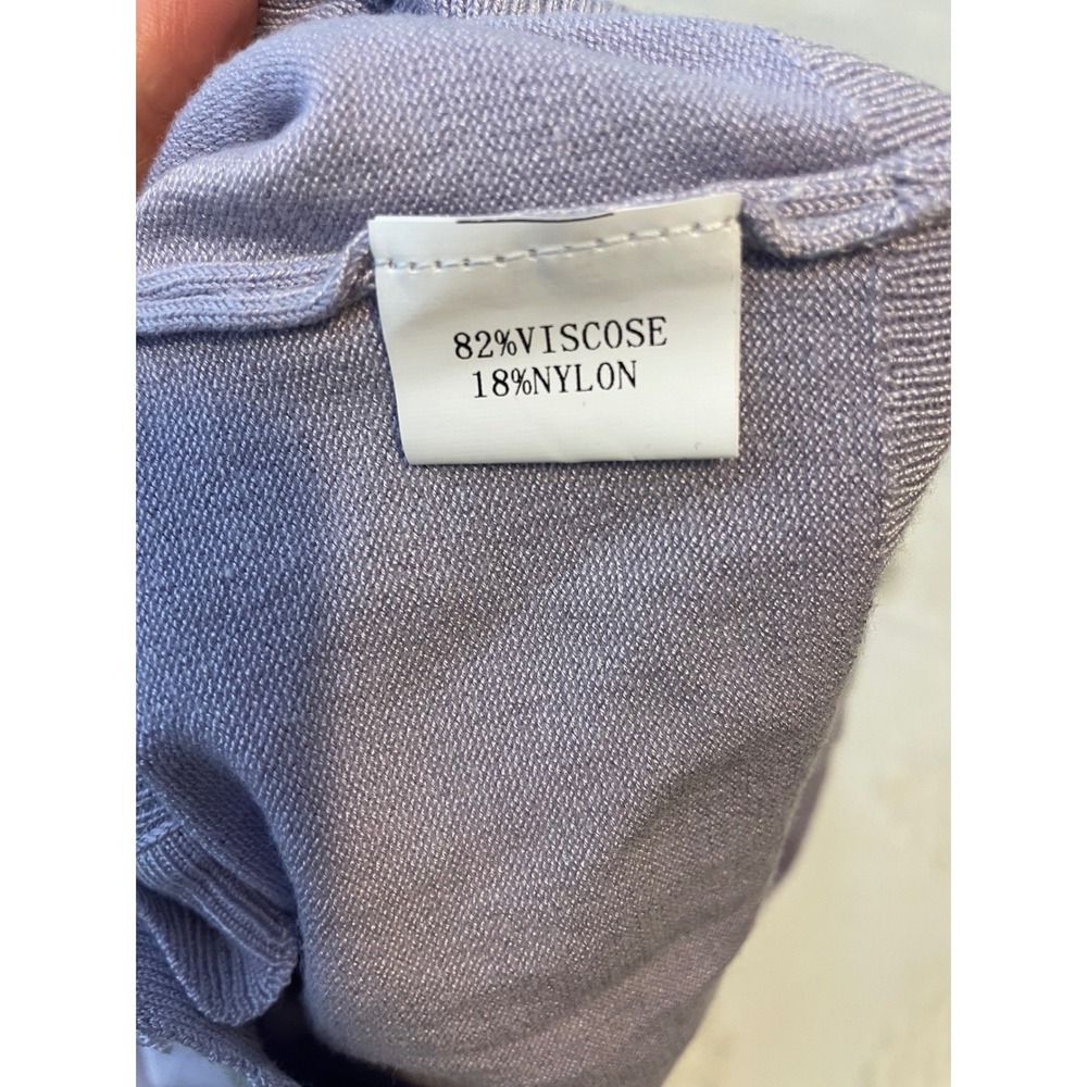 Ecanuer Lavender Scalloped Cardigan XL Soft Knit Quiet Luxury Preppy - Picture 6 of 8